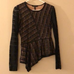 BCBG Sexy lace peplum long sleeve top